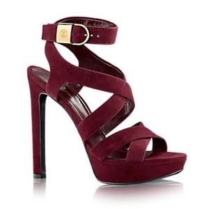 Authentic Louis Vuitton Lock Me Sandal Burgundy